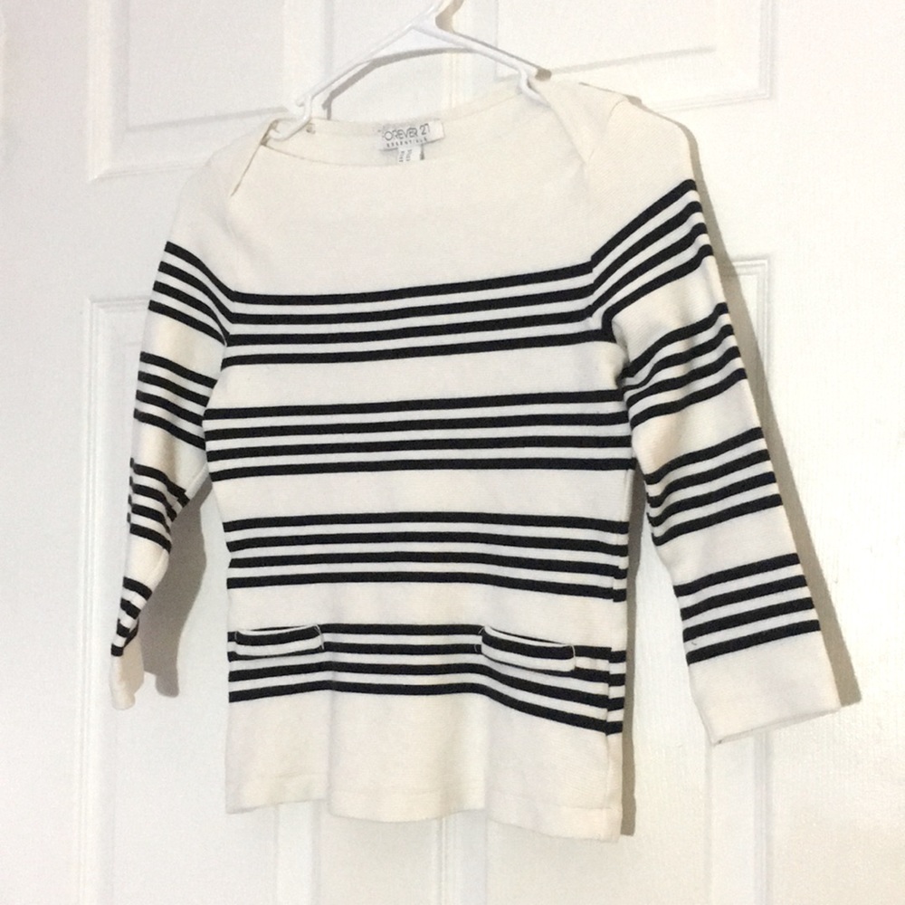 Black and White Striped Blouse